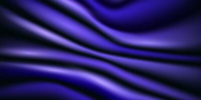 Blue drapery silk fabric luxury background. Wavy abstract satin fabric texture. Smooth, shiny curtain made of draping material. Elegant moving image of velvet curve, realistic 3D vector
