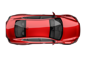 Top View of Red Sedan Car with Transparent Background png