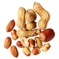 Assorted Peanuts with Shells on Transparent Background png
