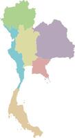 blank map of Thailand with regions or territories and administrative divisions. Editable and clearly labeled layers. vector