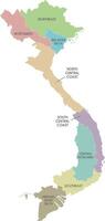 map of Vietnam with regions or territories and administrative divisions. Editable and clearly labeled layers. vector