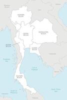 map of Thailand with regions and administrative divisions, and neighbouring countries and territories. Editable and clearly labeled layers. vector
