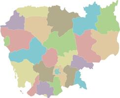 regional blank map of Cambodia with provinces and administrative divisions. Editable and clearly labeled layers. vector
