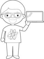 Easy coloring cartoon illustration of a programmer. vector