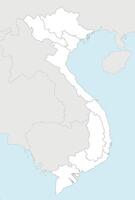 blank map of Vietnam with regions and administrative divisions, and neighbouring countries and territories. Editable and clearly labeled layers. vector