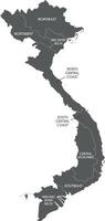 map of Vietnam with regions or territories and administrative divisions. Editable and clearly labeled layers. vector