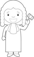 Easy coloring cartoon illustration of a judge. vector