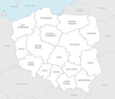 map of Poland with provinces and administrative divisions, and neighbouring countries and territories. Editable and clearly labeled layers. vector