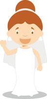 Caucasian bride wearing a wedding dress in cartoon style Illustration vector