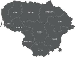 regional map of Lithuania with counties and administrative divisions. Editable and clearly labeled layers. vector