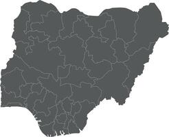 regional blank map of Nigeria with states and administrative divisions. Editable and clearly labeled layers. vector