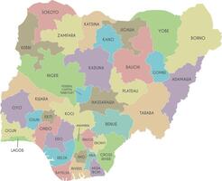 regional map of Nigeria with states and administrative divisions. Editable and clearly labeled layers. vector