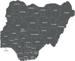 regional map of Nigeria with states and administrative divisions. Editable and clearly labeled layers. vector