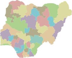 regional blank map of Nigeria with states and administrative divisions. Editable and clearly labeled layers. vector