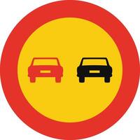 Rounded traffic signal in yellow and red, isolated on white background. Temporary overtaking prohibited vector