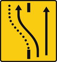 Rectangular traffic signal in yellow and black, isolated on white background. Temporary detour of a lane on the opposite road, keeping another on the works road vector
