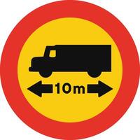 Rounded traffic signal in yellow and red, isolated on white background. Temporary entry prohibited for vehicles with higher length than indicated vector
