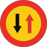 Rounded traffic signal in yellow and red, isolated on white background. Temporary priority in the opposite direction vector