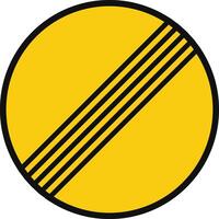 Rounded traffic signal in black and yellow, isolated on white background. End of temporary prohibitions vector