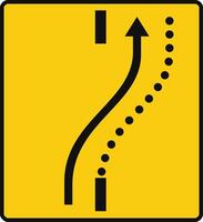 Rectangular traffic signal in yellow and black, isolated on white background. Temporary detour of a lane on the opposite road vector
