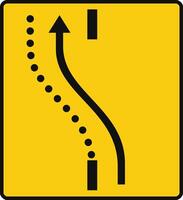 Rectangular traffic signal in yellow and black, isolated on white background. Temporary detour of a lane on the opposite road vector