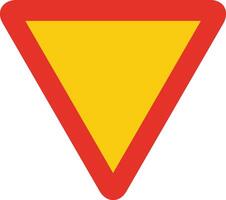 Triangular traffic signal in yellow and red, isolated on white background. Temporary yield sign vector