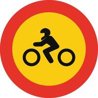 Rounded traffic signal in yellow and red, isolated on white background. Temporary entry prohibited for motorcycles vector