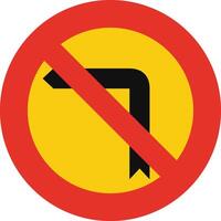 Rounded traffic signal in yellow and red, isolated on white background. Temporary left turn prohibited vector