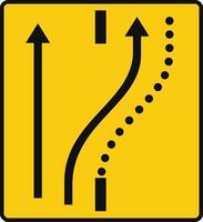 Rectangular traffic signal in yellow and black, isolated on white background. Temporary detour of a lane on the opposite road, keeping another on the works road vector