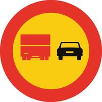 Rounded traffic signal in yellow and red, isolated on white background. Temporary overtaking prohibited for trucks vector