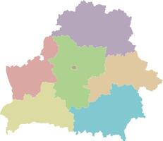 blank map of Belarus with regions or oblasts and administrative divisions. Editable and clearly labeled layers. vector