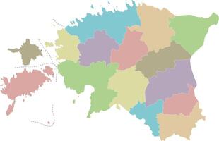 regional blank map of Estonia with counties and administrative divisions. Editable and clearly labeled layers. vector