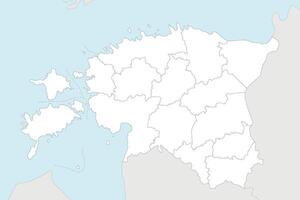 regional blank map of Estonia with counties and administrative divisions, and neighbouring countries and territories. Editable and clearly labeled layers. vector
