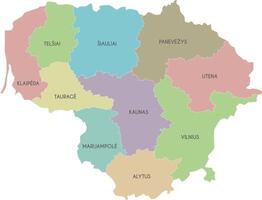 regional map of Lithuania with counties and administrative divisions. Editable and clearly labeled layers. vector