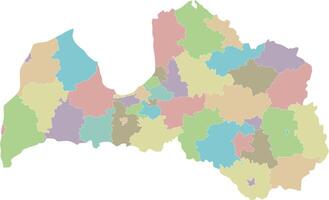 regional blank map of Latvia with state cities and municipalities, and administrative divisions. Editable and clearly labeled layers. vector