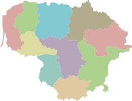 regional blank map of Lithuania with counties and administrative divisions. Editable and clearly labeled layers. vector