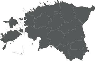 regional blank map of Estonia with counties and administrative divisions. Editable and clearly labeled layers. vector