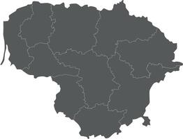 regional blank map of Lithuania with counties and administrative divisions. Editable and clearly labeled layers. vector