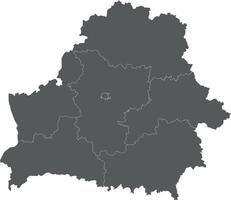 blank map of Belarus with regions or oblasts and administrative divisions. Editable and clearly labeled layers. vector