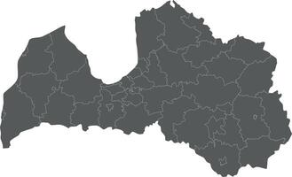 regional blank map of Latvia with state cities and municipalities, and administrative divisions. Editable and clearly labeled layers. vector