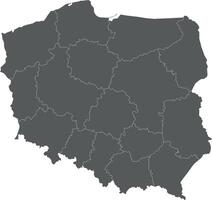 blank map of Poland with provinces and administrative divisions. Editable and clearly labeled layers. vector