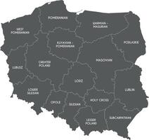 map of Poland with provinces and administrative divisions. Editable and clearly labeled layers. vector