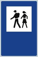 Rectangular traffic signal in blue and white, isolated on white background. Start of excursions on foot vector