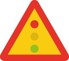 Triangular traffic signal in yellow and red, isolated on white background. Temporary warning of traffic lights ahead vector