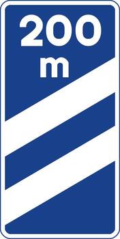 Rectangular traffic signal in blue and white, isolated on white background. Exit Approach Panel 200m vector