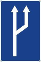 Rectangular traffic signal in blue and white, isolated on white background. Passage from one to two traffic lanes vector