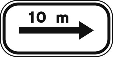Rectangular complementary panel with white background and text in black, isolated on white background. Extension of the prohibition to the right vector