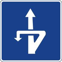 Square traffic signal in blue and white, isolated on white background. U-turn at different level vector
