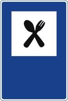 Rectangular traffic signal in blue and white, isolated on white background. Restaurant vector