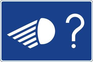 Rectangular traffic signal in blue and white, isolated on white background. End of obligation to use short-range lighting vector